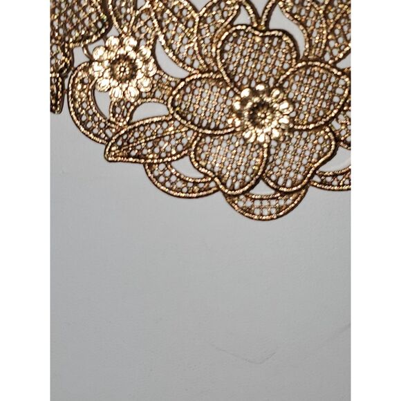 A Panel Choker Bib Necklace Gold Tone Floral Steampunk Fairy Core Romantic - Picture 2 of 9